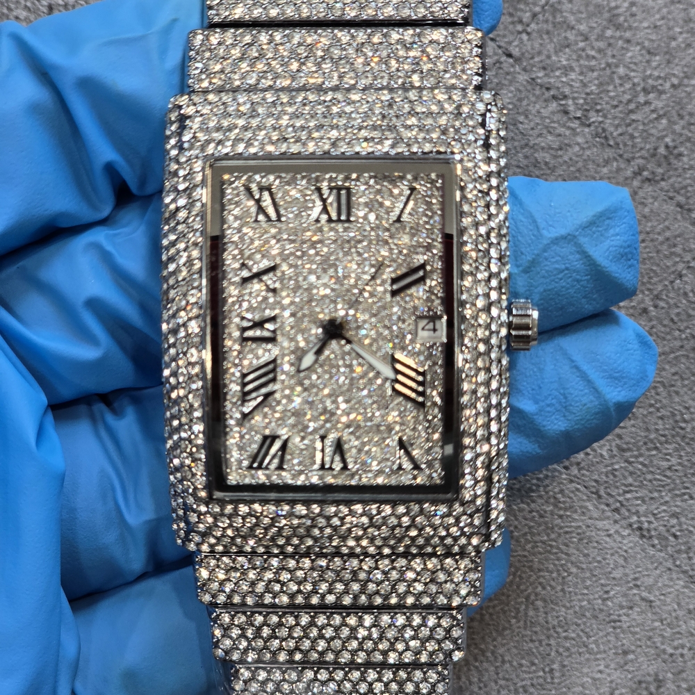 NWOT! IceSilver Over Copper, Stainless Steel Case, 45MM CASE With Cz Stones